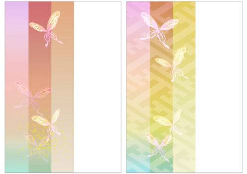 和風模様と透かし蝶の背景のイラスト