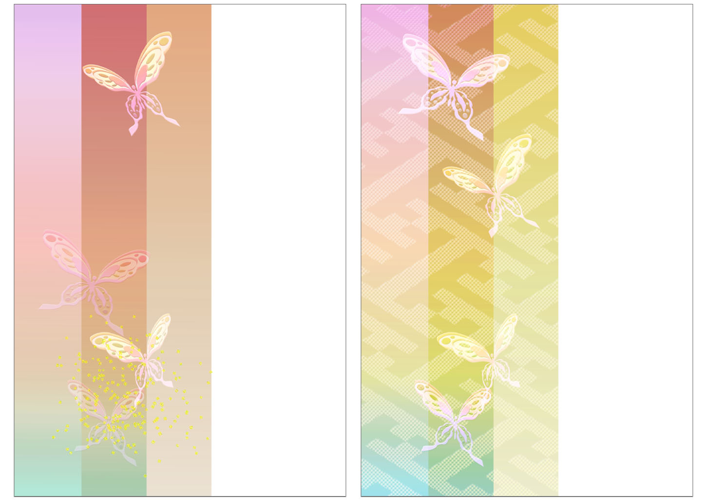 和風模様と透かし蝶の背景のイラスト