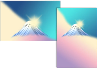 富士山と初日の出の背景イラスト