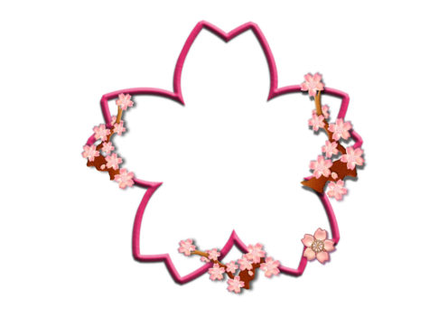 桜の飾り枠の年賀状イラスト