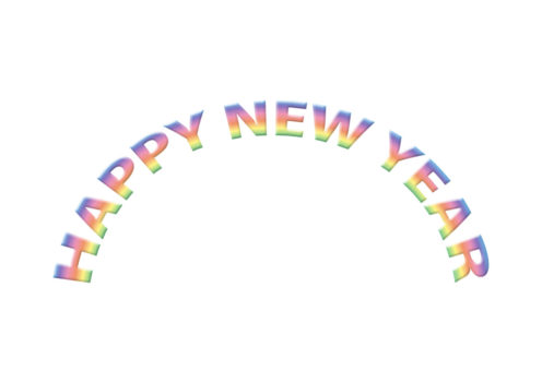 happy new year・虹型のイラスト