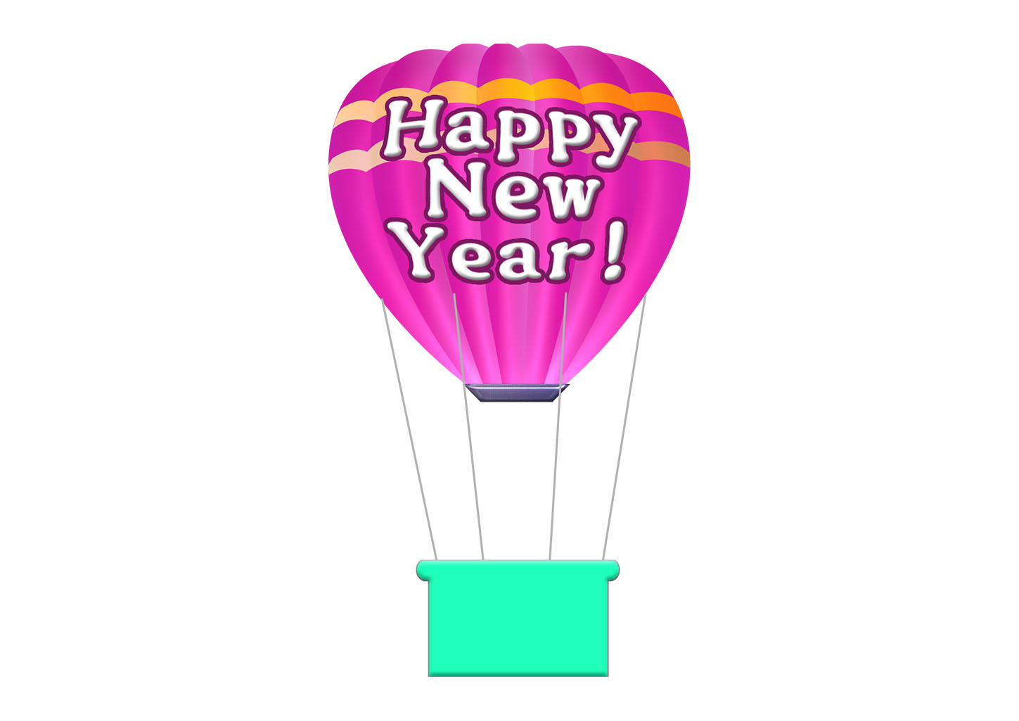 happy new year入り気球のイラスト