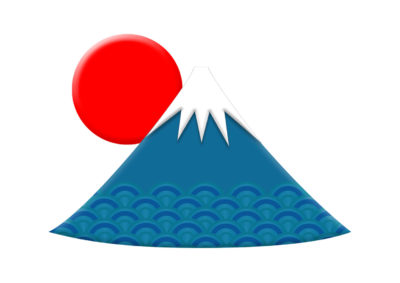 富士山と太陽の簡単シンプルなイラスト