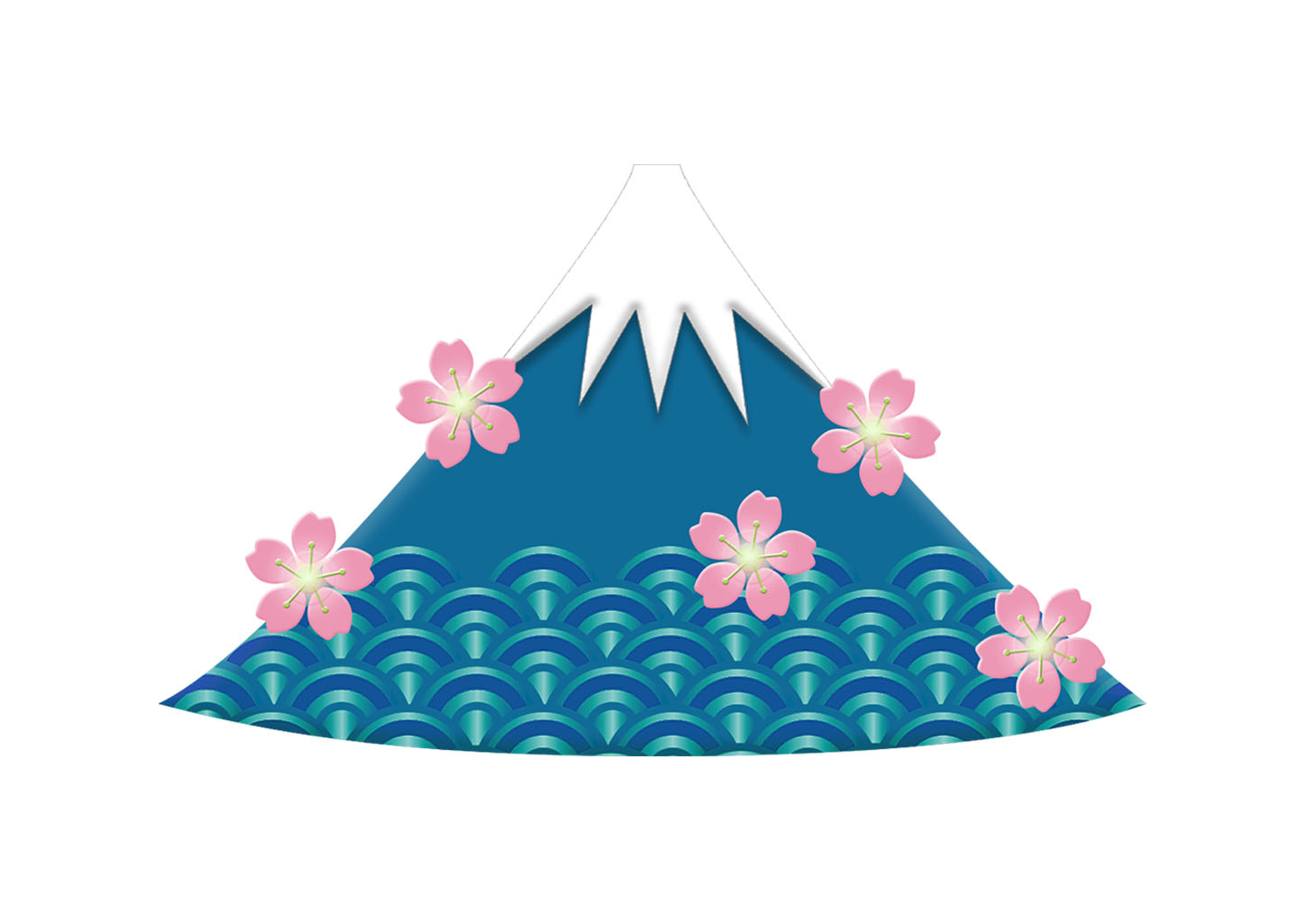 富士山と桜の年賀状イラスト