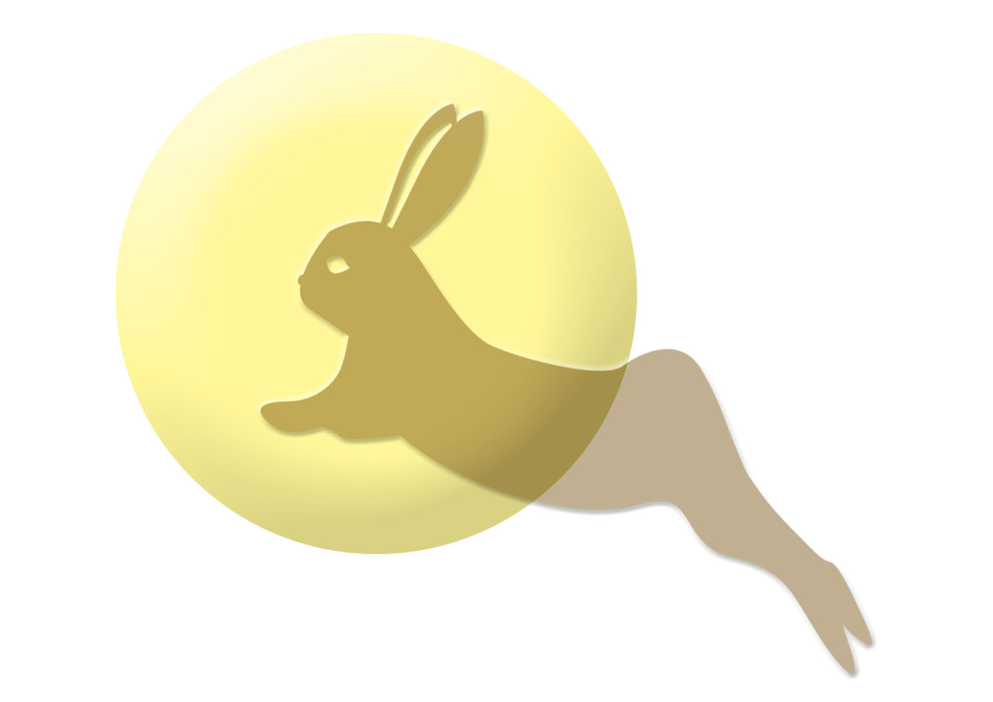 月に跳ねるウサギの簡単なイラスト