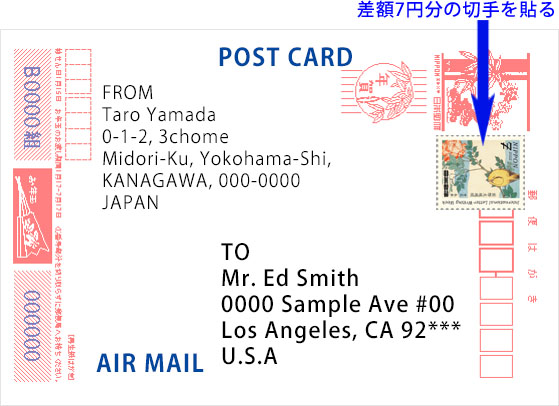 海外へ「お年玉付き年賀はがき」を送る書き方と切手を貼る位置