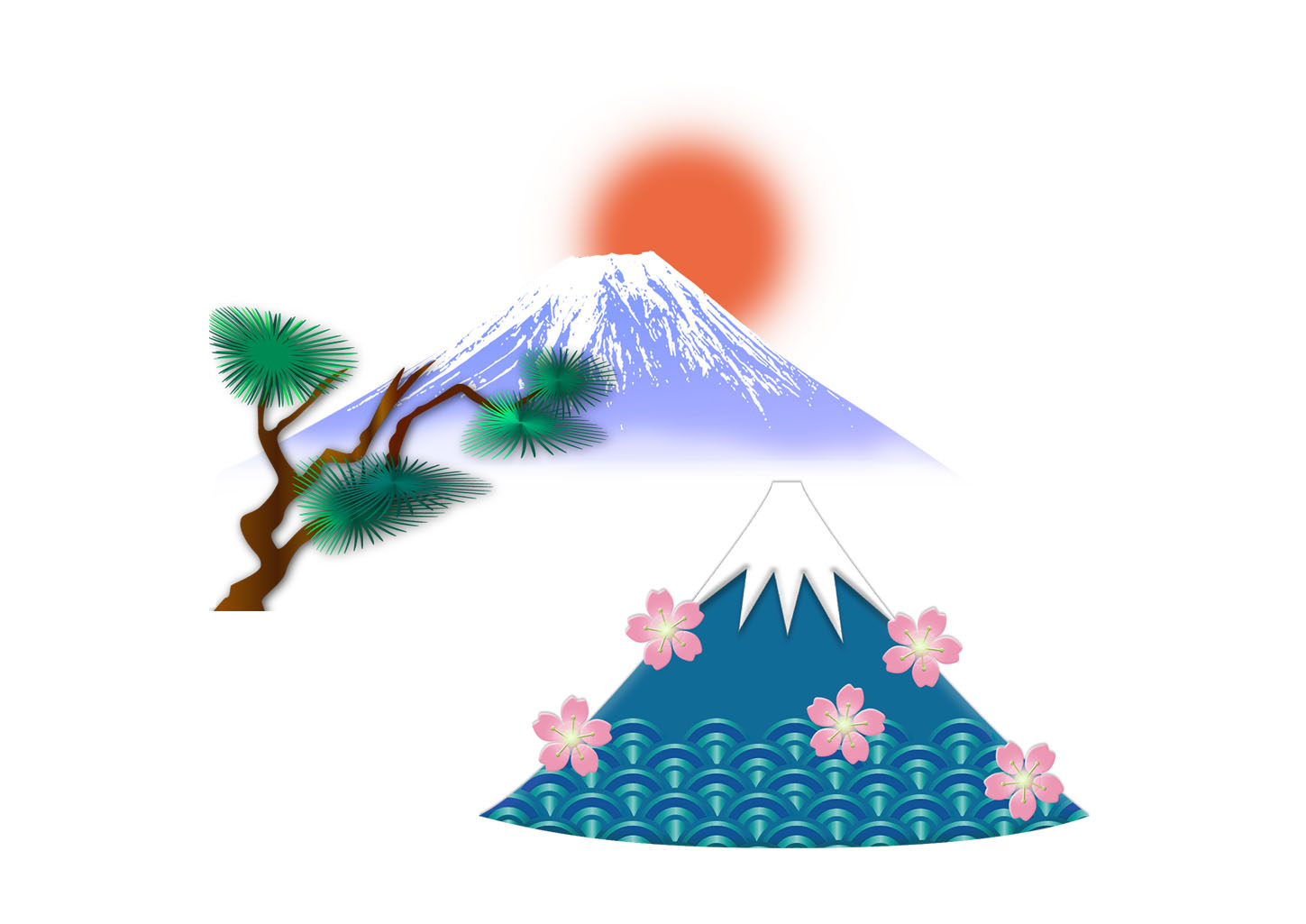 富士山の一覧 | 年賀状2024無料デザイン素材｜年賀状でざいんばんく
