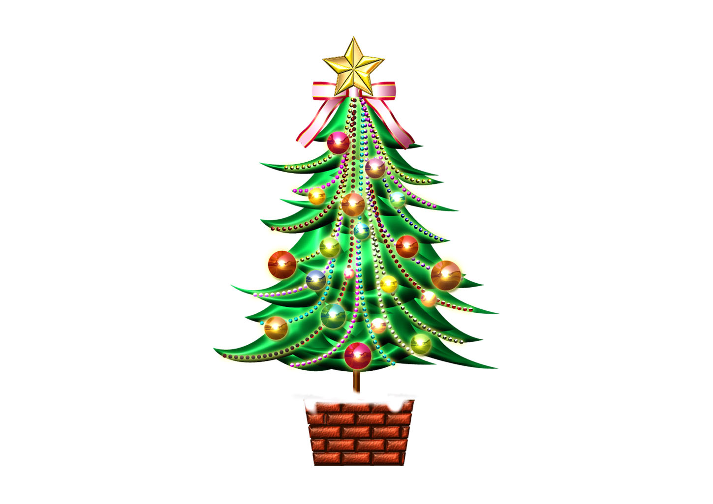 電飾で飾ったクリスマスツリー｜クリスマスイラスト無料