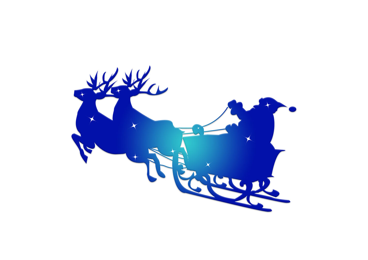 サンタとトナカイの橇のシルエット夜色｜クリスマスイラスト無料