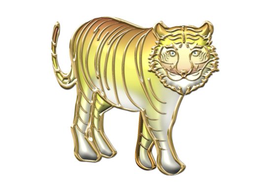 金色メタリックな虎のイラスト